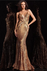 Long Spaghetti Strap Fitted Prom Gown by Jovani 09693