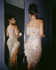 Sweetheart Sleeveless Long Mermaid Prom Dress With Split Sequin Graduations Gowns For Teens High Schools AB1991