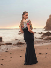 Floral Long Dress Fitted Mac Duggal 11817