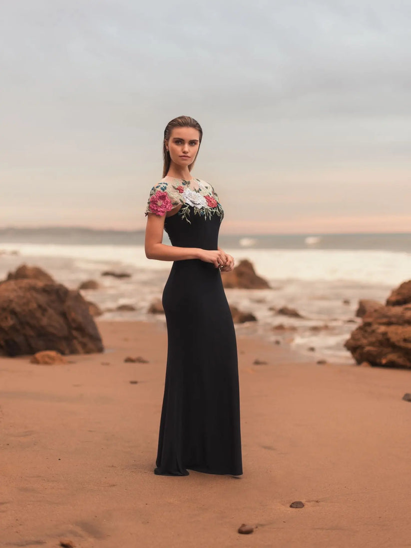 Floral Long Dress Fitted Mac Duggal 11817