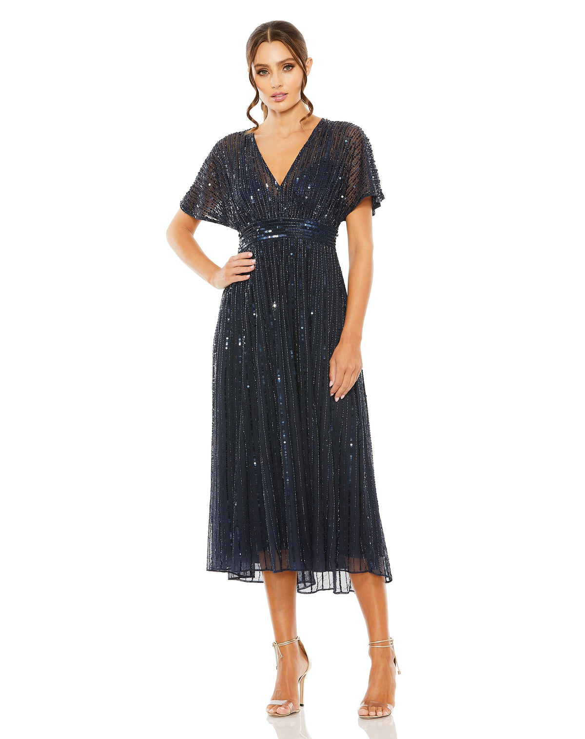 Cocktail Sequin Tea Length Formal Dress Sequin Tea Length Mac Duggal 14007
