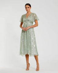 Cocktail Sequin Tea Length Formal Dress Sequin Tea Length Mac Duggal 14007