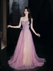 Glittery A Line Sweetheart Tulle Sequins Sleeveless Lilac Prom Dresses Inspiration Long Night Outfits Birthday Outfits AB2213