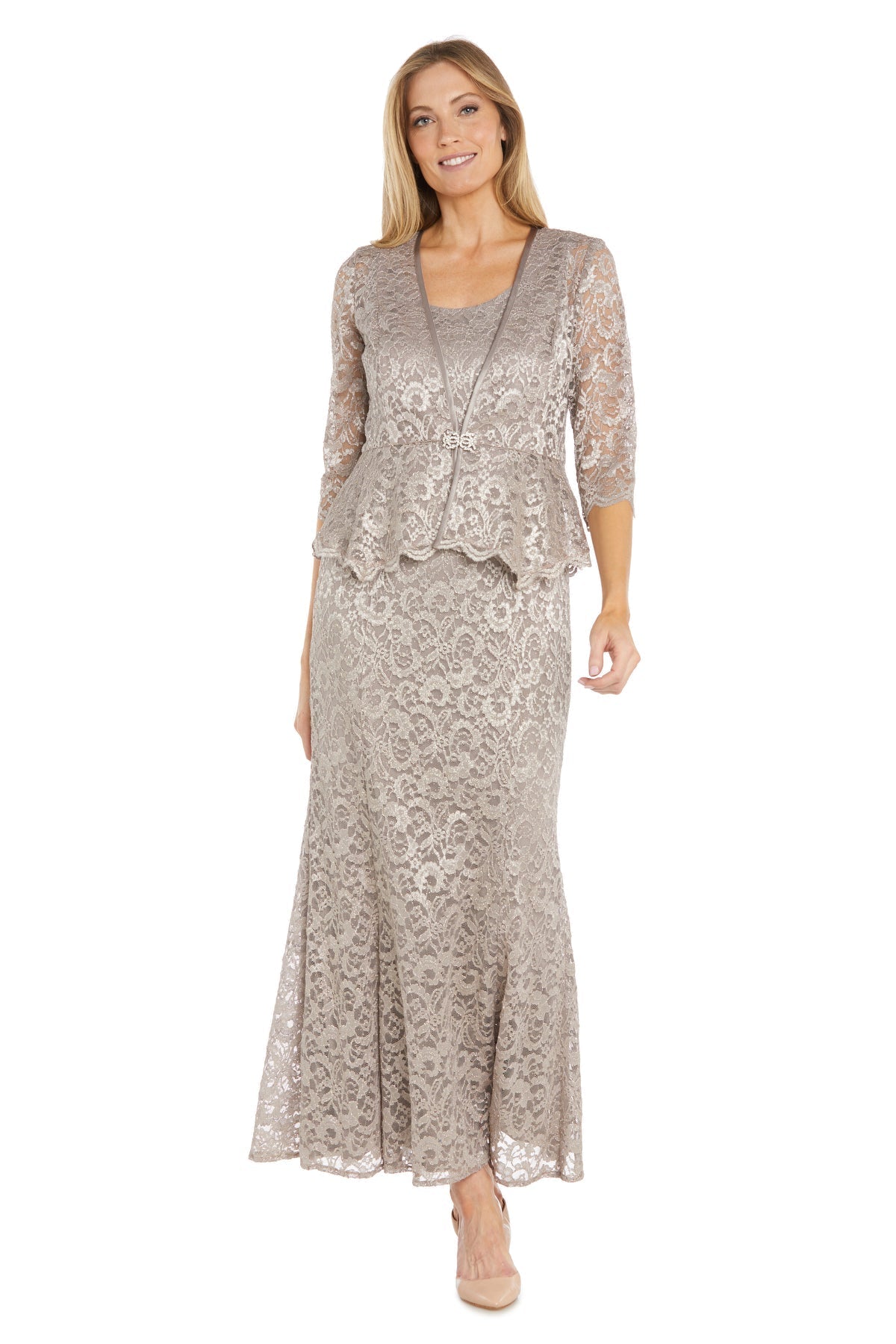 Glitter Long Jacket Dress Formal Petite R&M Richards 1985P