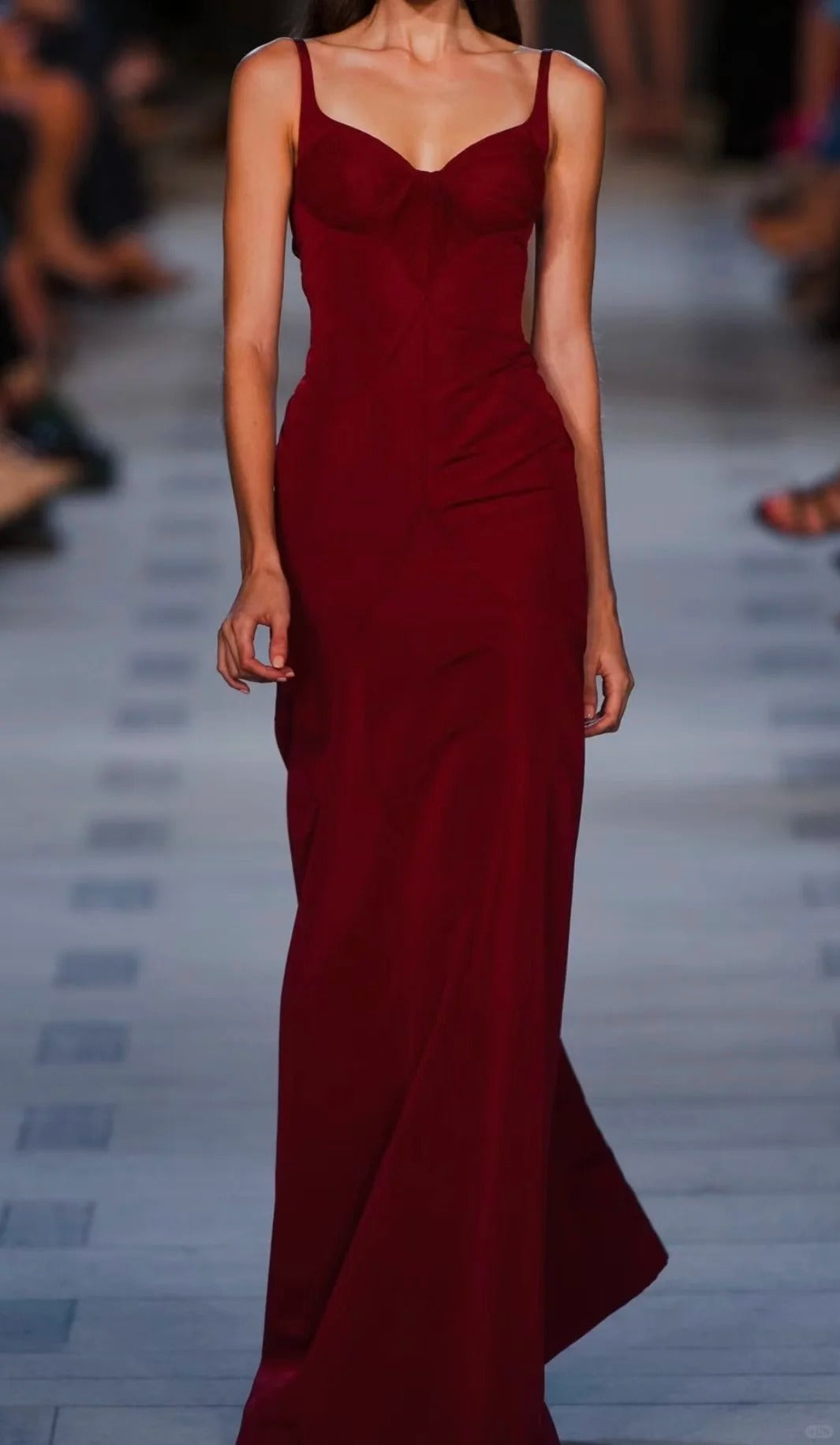 Romantic Mermaid Spaghetti Strap Burgundy Satin Formal Dress Long Prom Dresses N2825