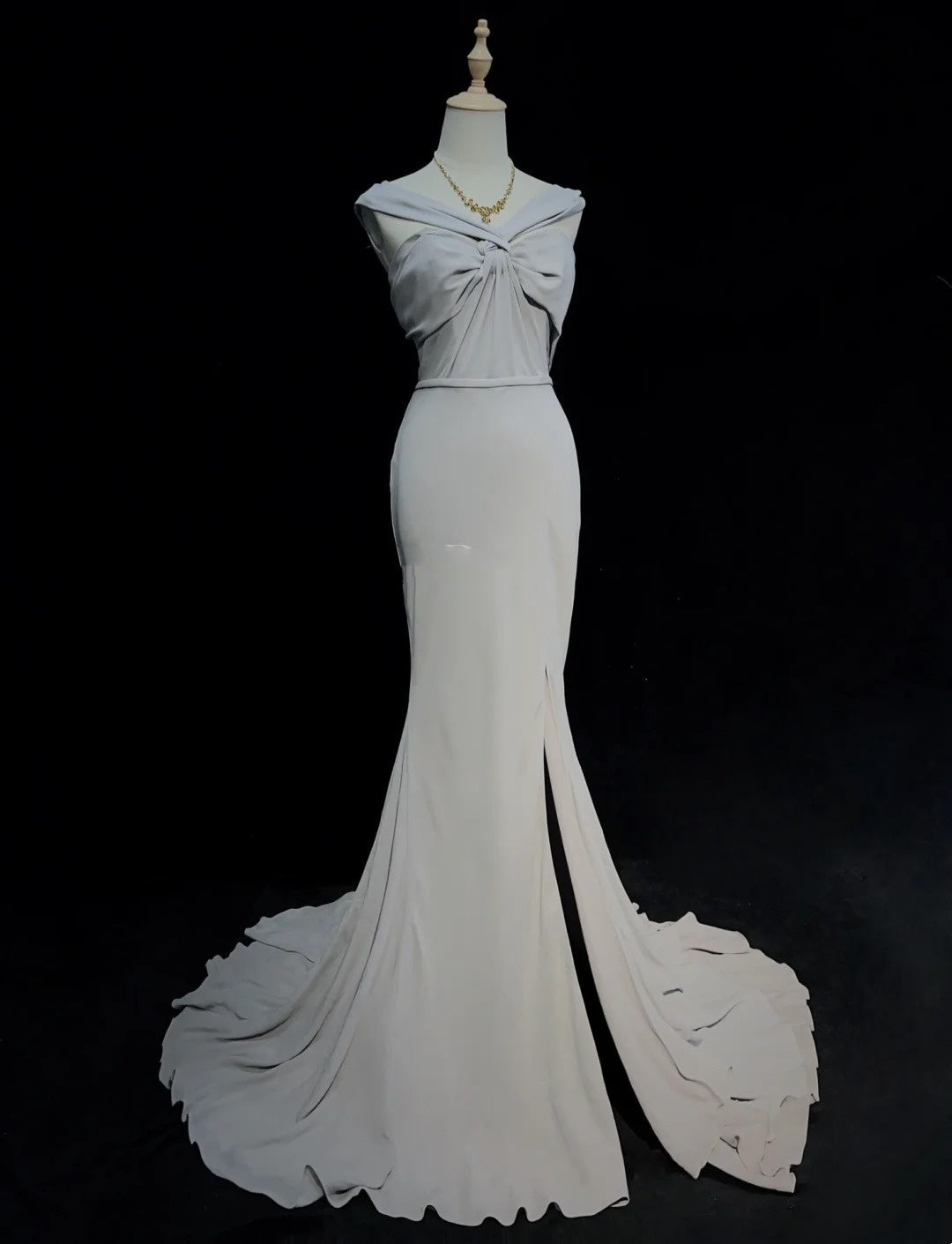 Vintage Prom Dresses Inspo Mermaid Halter Grey Long 1990s With Folded Formal Gowns N3325