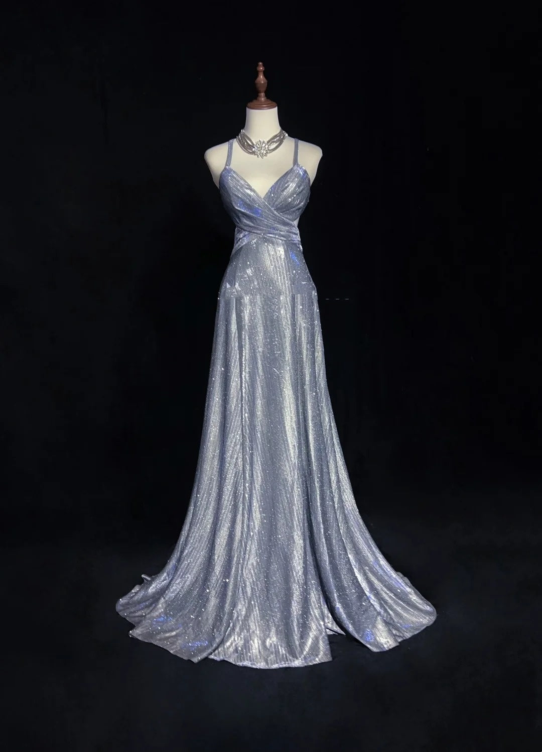 Vintage Prom Dresses 1960s A Line Spaghetti Strap Lilac Backless Sequined With Ruffled Long Prom Gown N3113