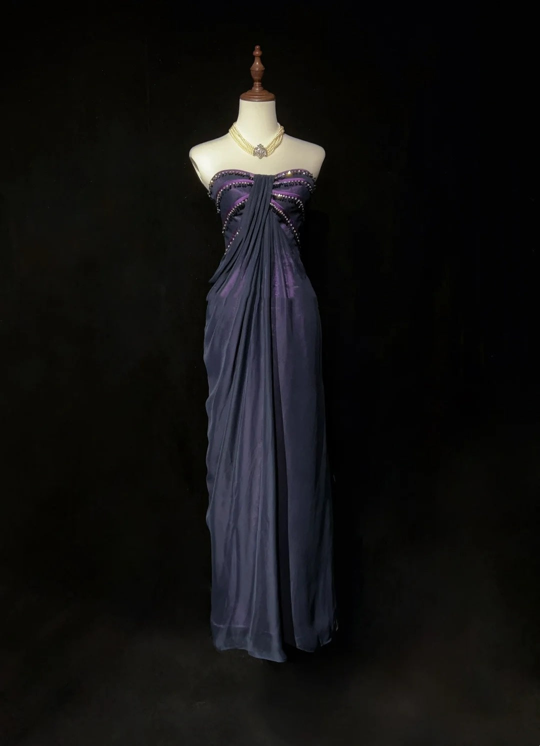Vintage Prom Aesthetic Dresses A line Sweetheart Purple With Beading Long Formal Dress N3064
