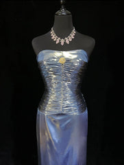 Vintage Prom Aesthetic Dresses A line Navy Blue With Beading Long Formal Dress N3025