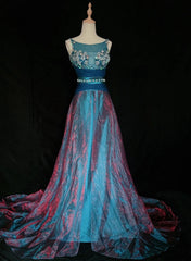 Vintage Prom Dresses 80s A Line Bateau Neck Blue Satin Long Formal Evening Outfits N3477