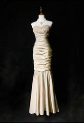 Vintage Prom Dresses 2000s Mermaid Sweetheart Champagne With Beading Long Prom Gown N3023