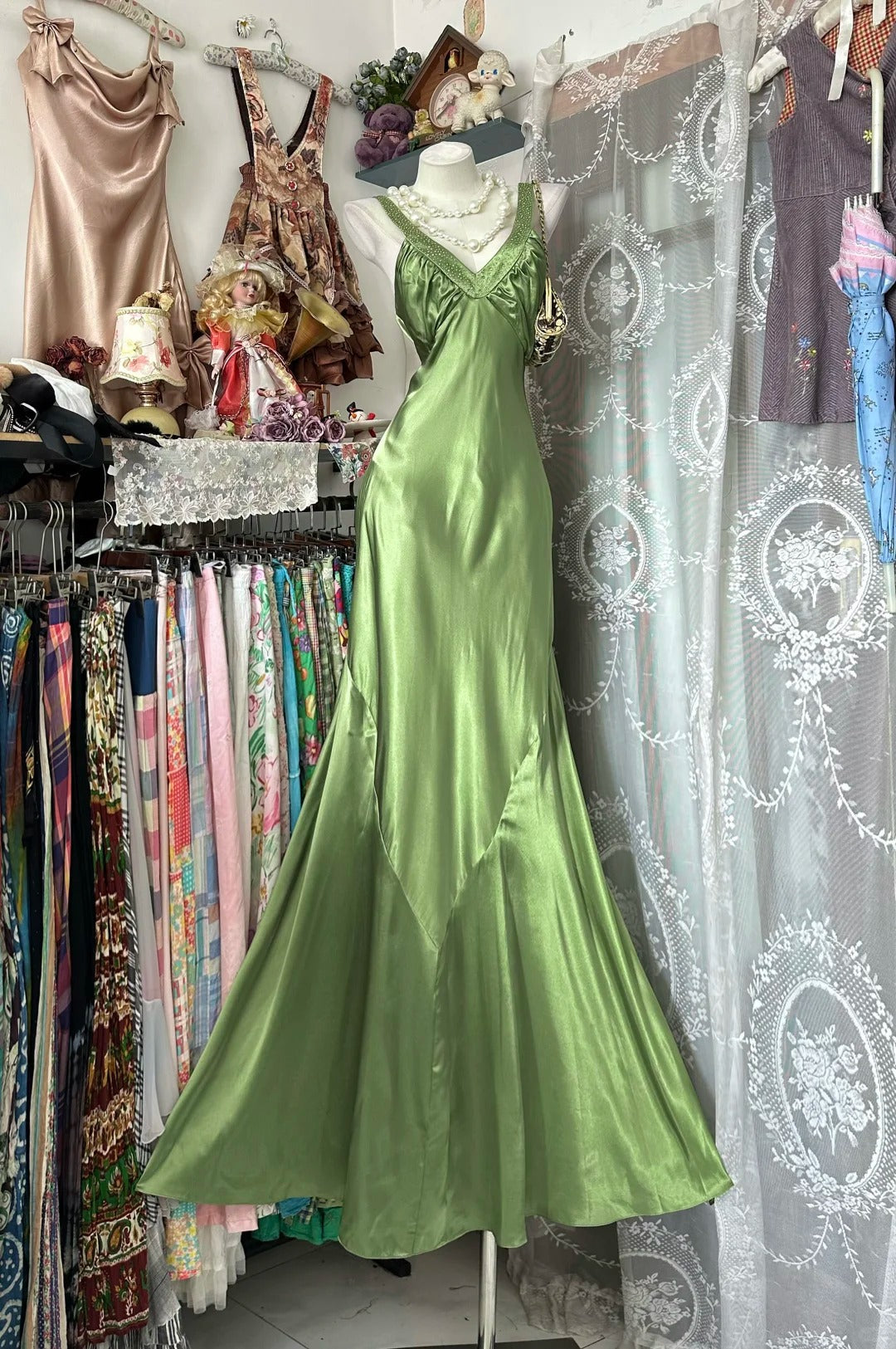 Classy Prom Dresses Mermaid Halter Olive Green Satin Long Formal Evening Outfits N3767
