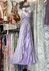 Classy Prom Dresses Mermaid Halter Lilac Lace Sleeveless Long Formal Evening Outfits N3775