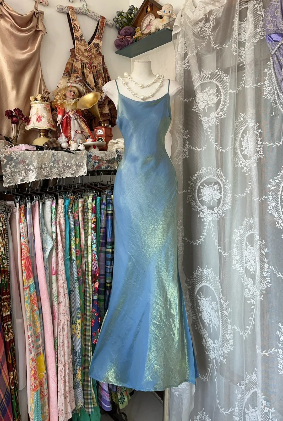 Elegant Fairy Mermaid Spaghetti Straps Blue Long Evening Gowns Formal Birthday Party Prom Dresses N1720