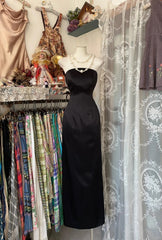 Vintage Sheath Strapless Black Long Evening Gowns Formal Birthday Party Prom Dresses N1730