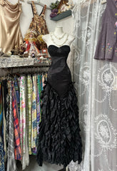 Vintage Mermaid Sweetheart Black Long Evening Gowns Formal Birthday Party Prom Dresses N1731