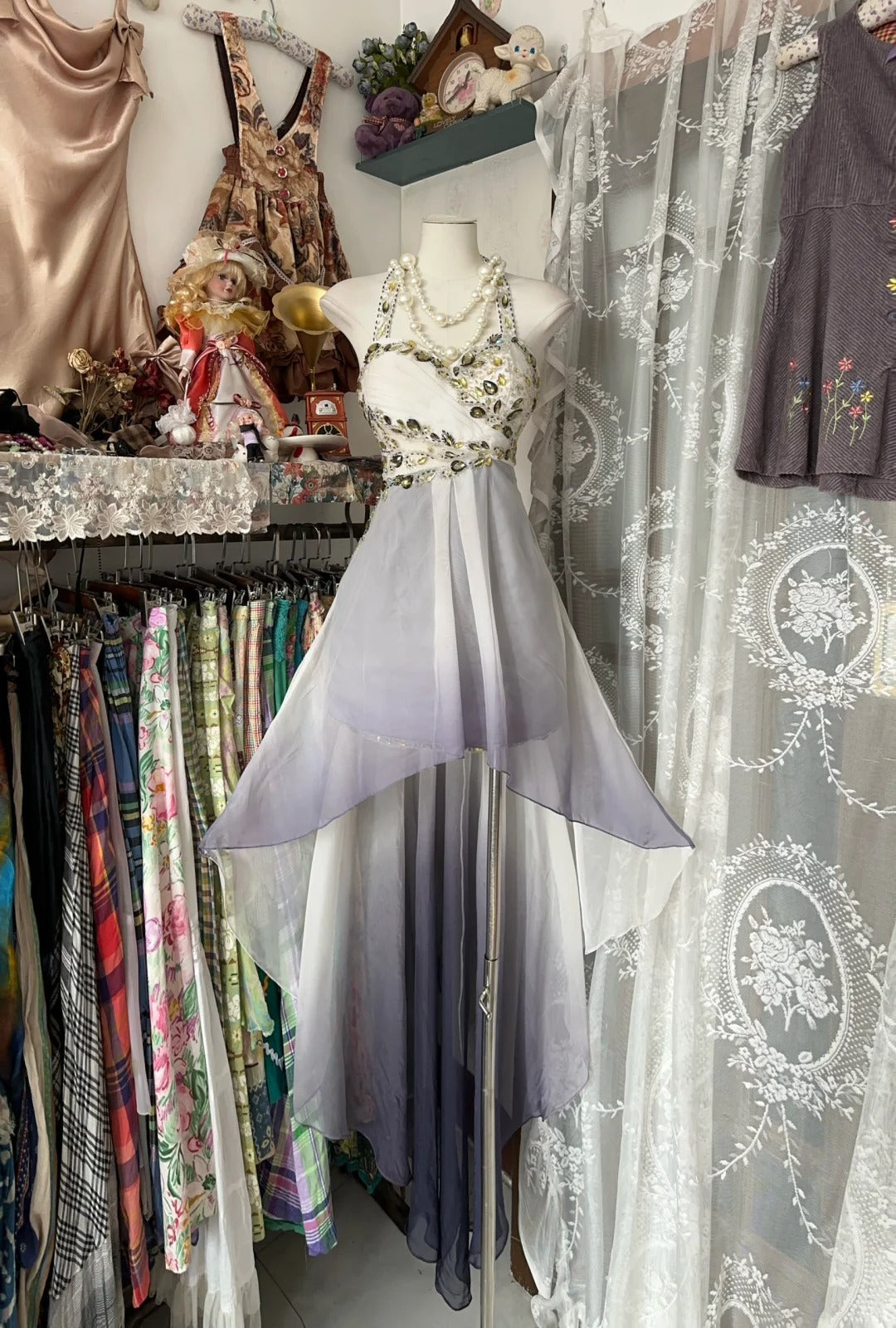 Classy Prom Dresses High Low Halter With Beading Chiffon Long Formal Evening Outfits N3754