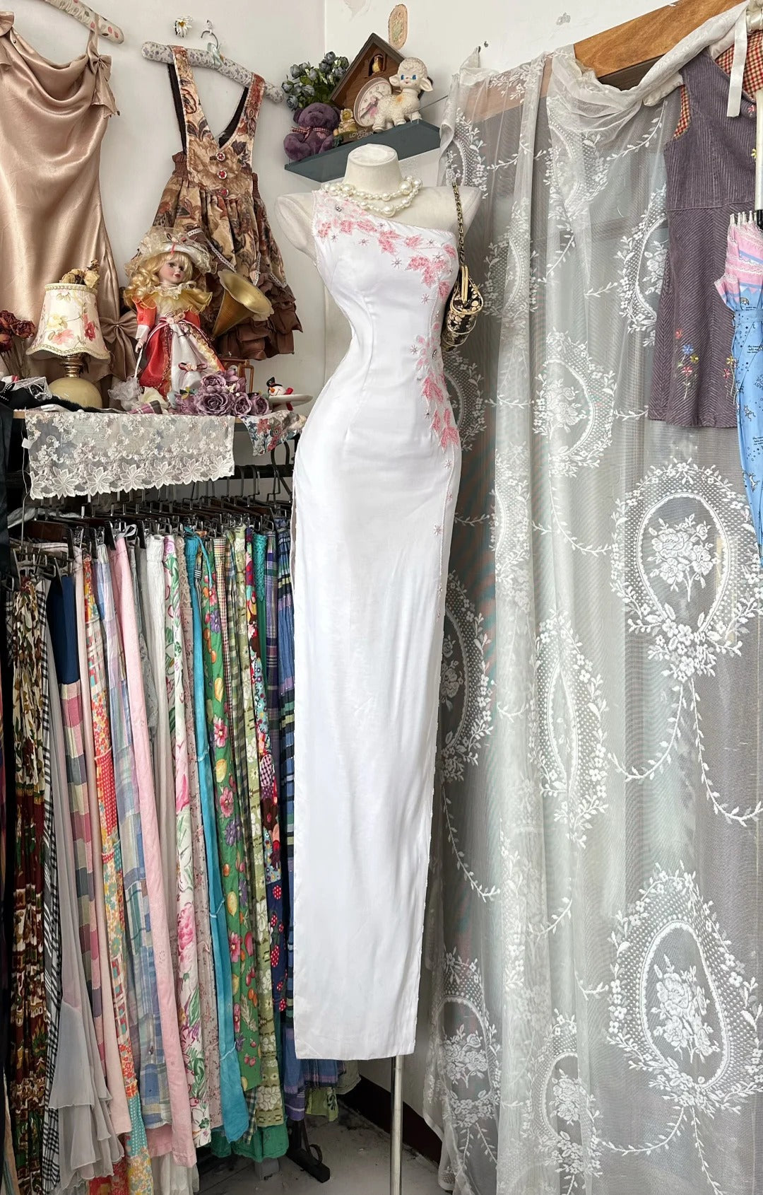 Vintage Mermaid One Shoulder White Chiffon Sleeveless Formal For Women Girls Teens Prom Dresses N2251