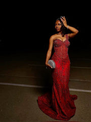 Sexy Mermaid One Shoulder Burgundy Sequin Formal Gown 23rd Birthday Dress Prom Dresses Black Girl 20th Birthday Outfits For Teens AB2000