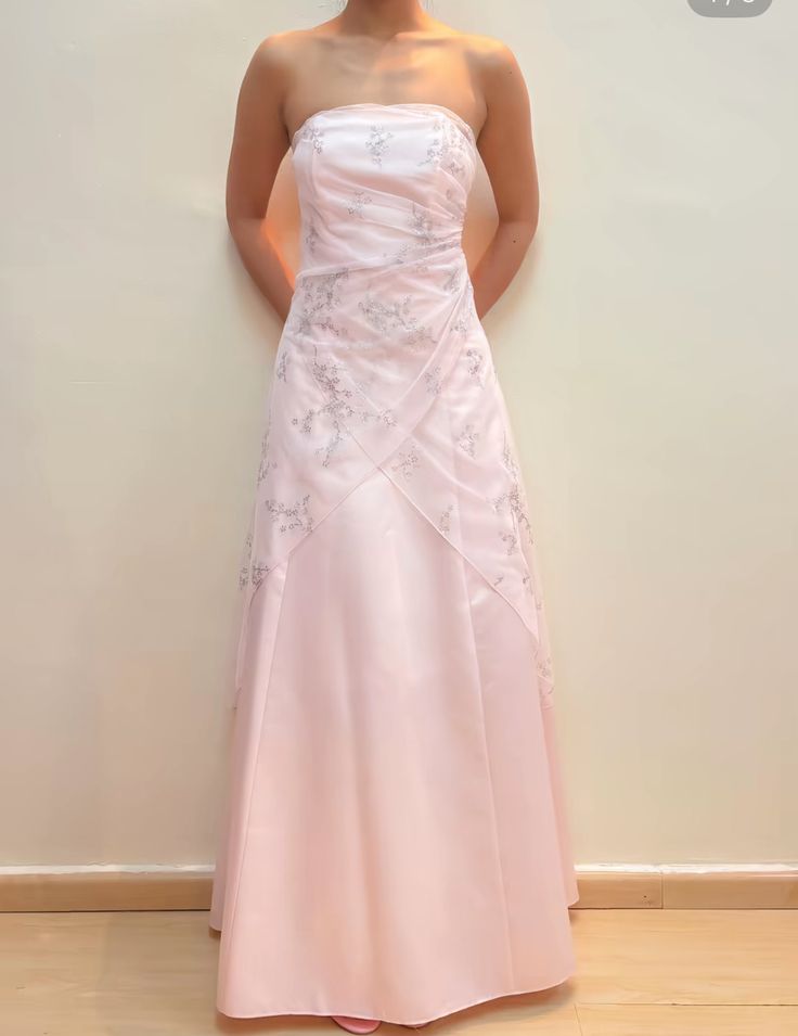 Magnificent A Line Strapless Pink Sleeveless Tulle Long Formal Dress Gown Prom Dresses N2545