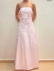 Magnificent A Line Strapless Pink Sleeveless Tulle Long Formal Dress Gown Prom Dresses N2545