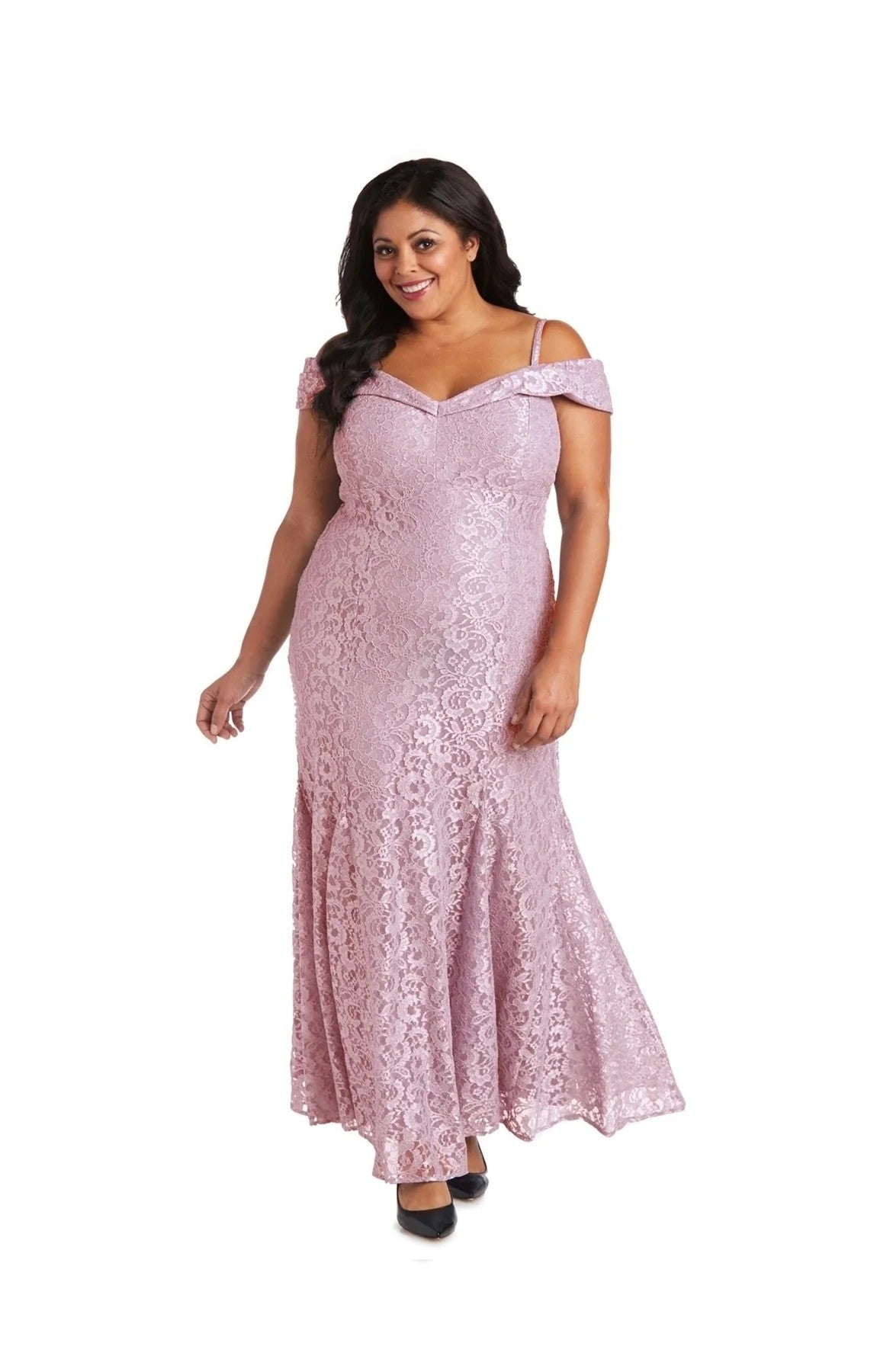 R&M Richards 2047W Formal Plus Size Long Lace Gown