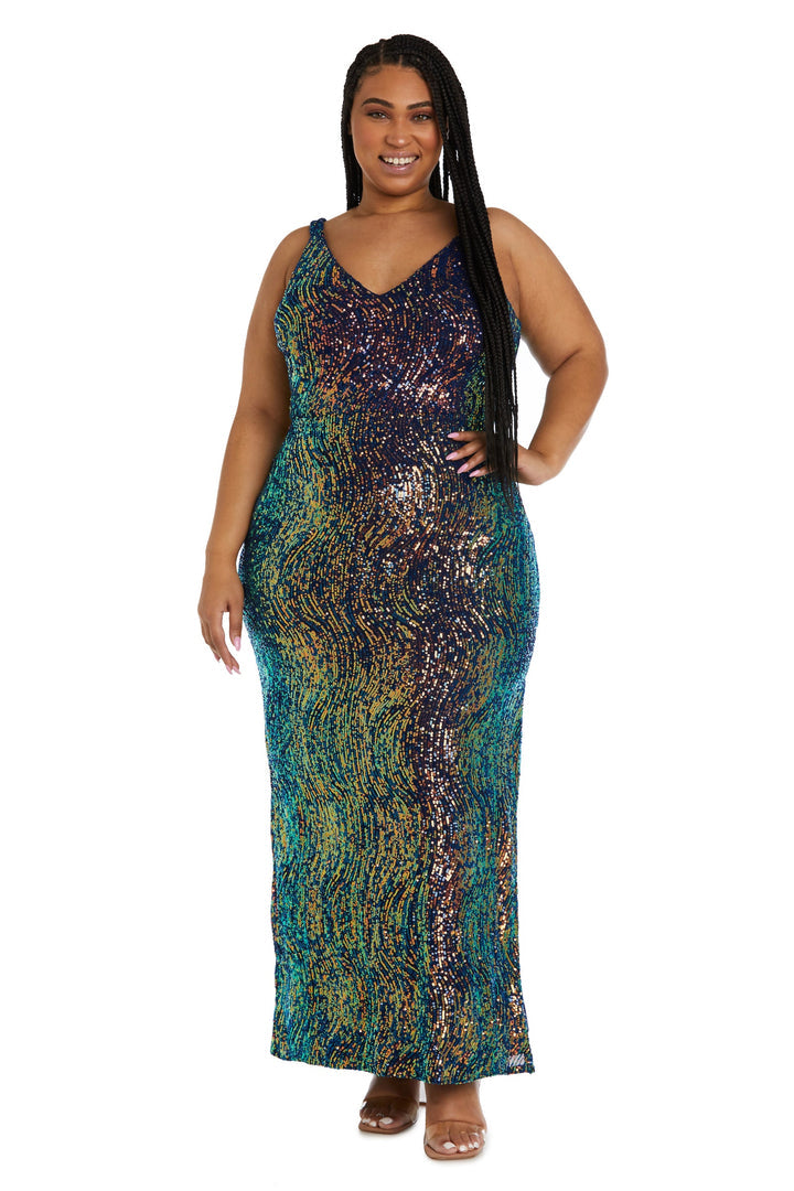 Nightway 22096W Long Evening Sequins Formal Dress