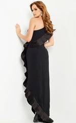 Jovani 26160 Long One Shoulder Ruffle Formal Dress
