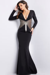 Jovani 26317 Fitted Long Beaded Mermaid Formal Evening Dress