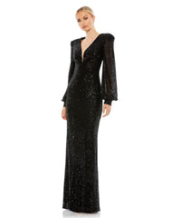 Long Sleeve Sequin Evening Formal Dress Long Sleeve Sequin Evening Mac Duggal 26722