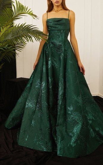 Chic A line Straps Sleeveless Floral Lace Green Prom Dress AB1858