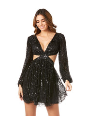 Lara Dresses 29288 Long Sleeve Cut Out Cocktail Dress