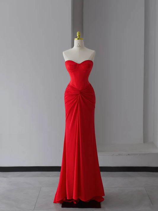 Beautiful Prom Dresses Mermaid Sweetheart Chiffon Red Long Formal Gown N2948