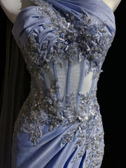 Beautiful Prom Dresses Mermaid One Shoulder Lilac With Appliqued Sleeveless Long Formal Evening Outfits N3642