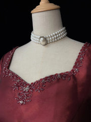 Vintage 90s Prom Dresses A line Sweetheart Burgundy With Beading Long Prom Gown N3006