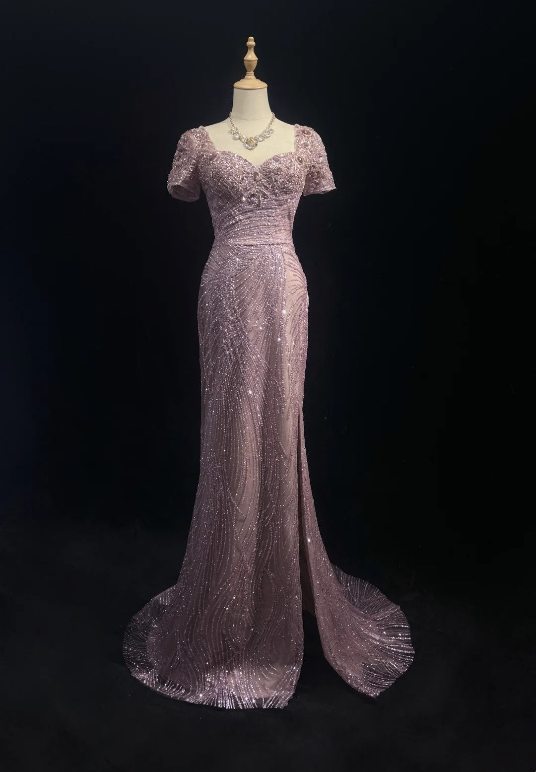Beautiful Prom Dresses Mermaid Sweetheart Sequined With Slit Beaded Long Formal Gown N2929