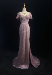 Beautiful Prom Dresses Mermaid Sweetheart Sequined With Slit Beaded Long Formal Gown N2929