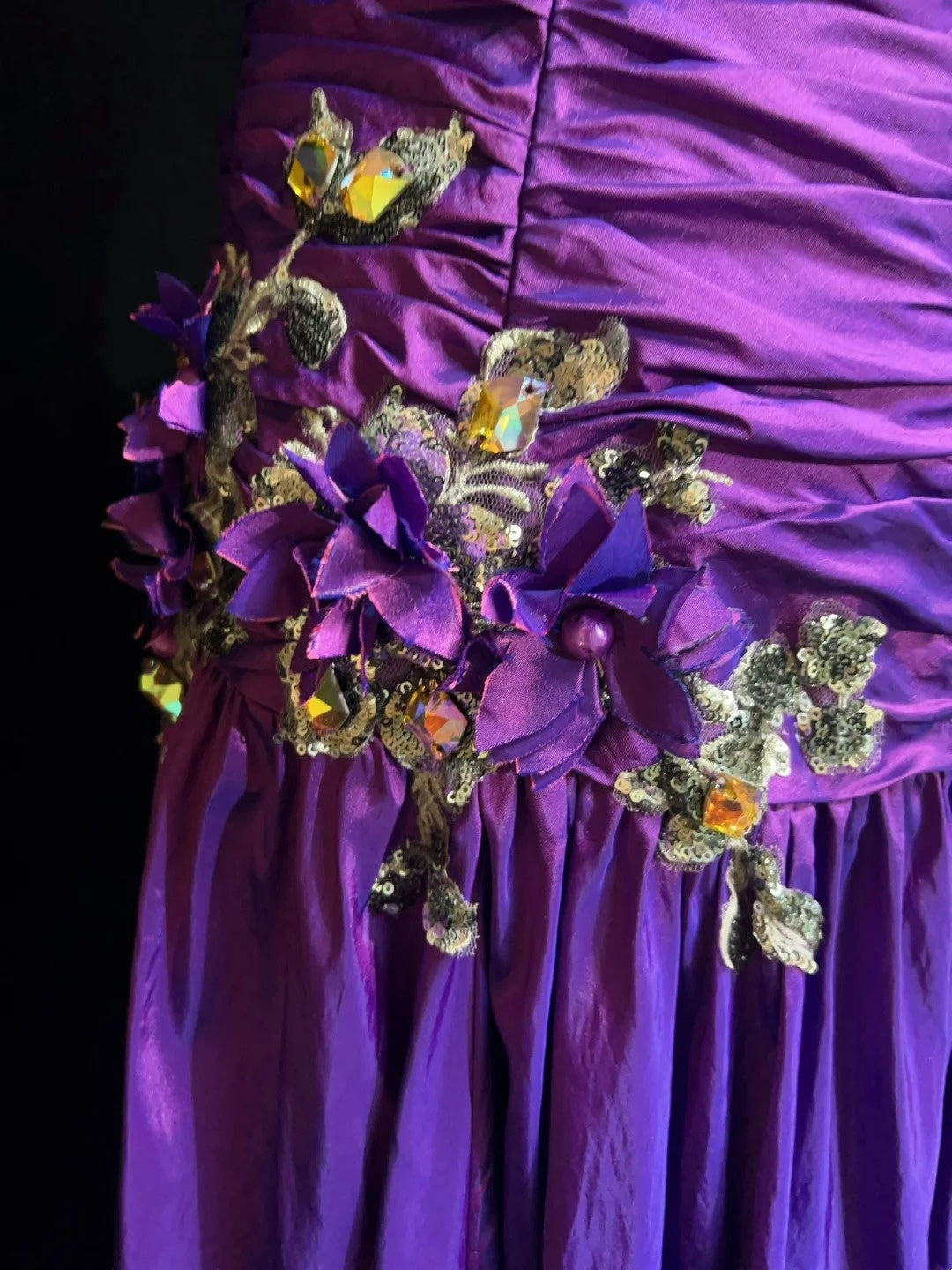 Vintage Prom Dresses Mermaid One Shoulder Grape Taffeta With Appliqued 90s Long Formal Gown N2895
