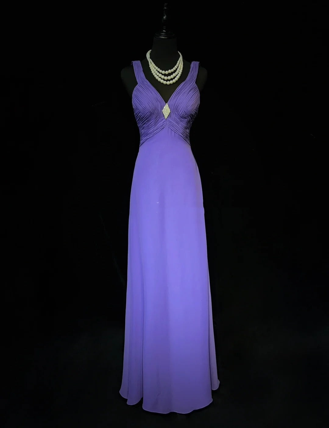 Vintage Prom Dresses A line V Neckline Purple Chiffon 80s Long Formal Evening Outfits N3887