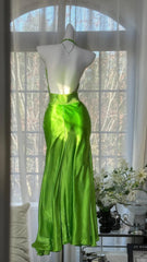 Modest Prom Dresses Mermaid Halter Green Backless Satin With Beading Long Evening Outfits N3539