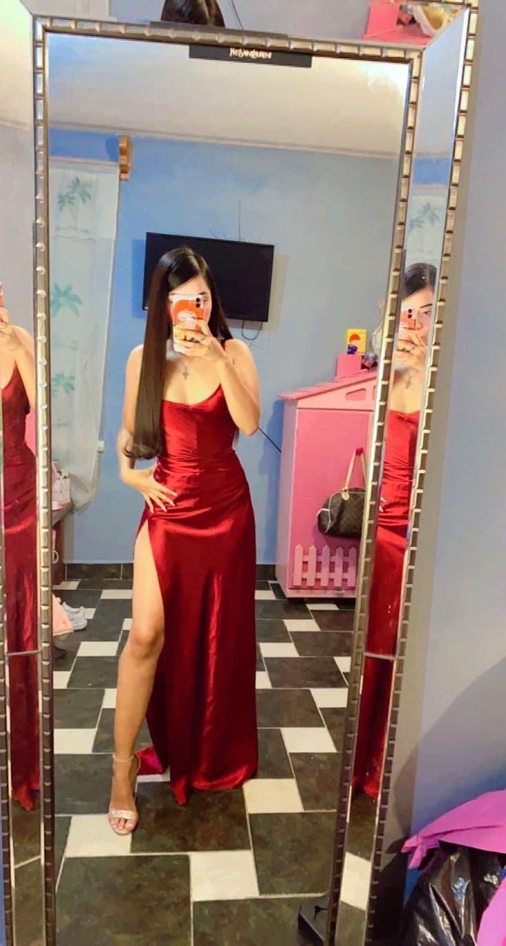 Simple Sheath Spaghetti Straps Red Prom Dresses Inspiration 2026 With Slit Formal Gown Evening Dress For Teenagers Girls High Schools AB1946