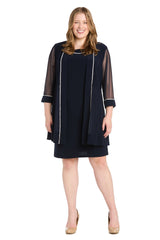 Short Plus Size Dress Two Piece Jacket R&M Richards 3054W