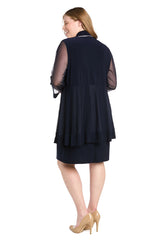 Short Plus Size Dress Two Piece Jacket R&M Richards 3054W