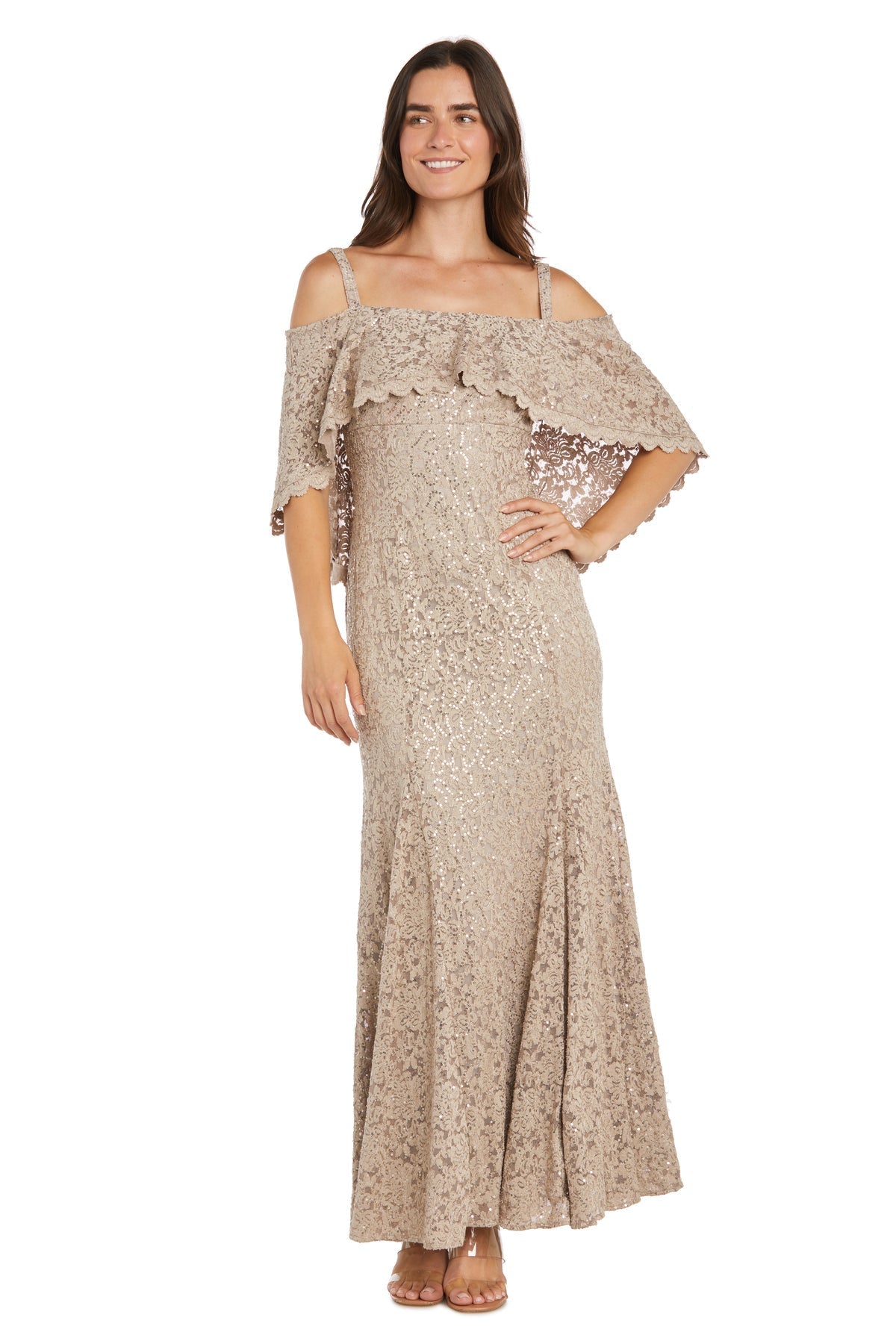 Long Sequin Lace Dress Formal Mermaid R&M Richards 3236