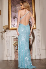 Jovani 34397 Long Formal Fitted Sequin Slit Prom Dress