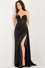 Jovani 36538 Corset High Slit Long Formal Prom Dress