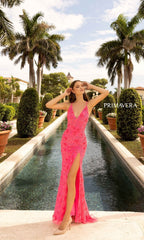 Primavera Floral-Beaded Long Formal Dress 3731
