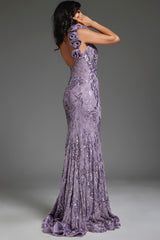 Jovani 37634  Long Fitted Floral Formal Prom Dress