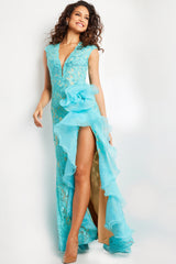 Jovani 38668 High Slit Long Prom Formal Dress
