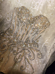 Vintage Prom Dresses 90s A line Spaghetti Strap Champagne Tulle Long Semi Formal Evening Outfits N3651